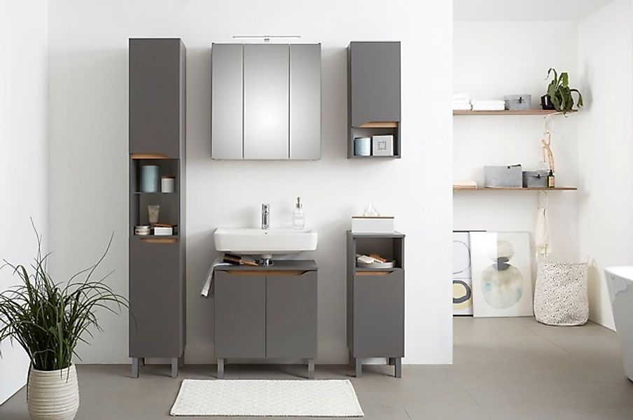Saphir Badmöbel-Set »Quickset 5-teilig, Waschbeckenunterschrank mit LED-Spi günstig online kaufen
