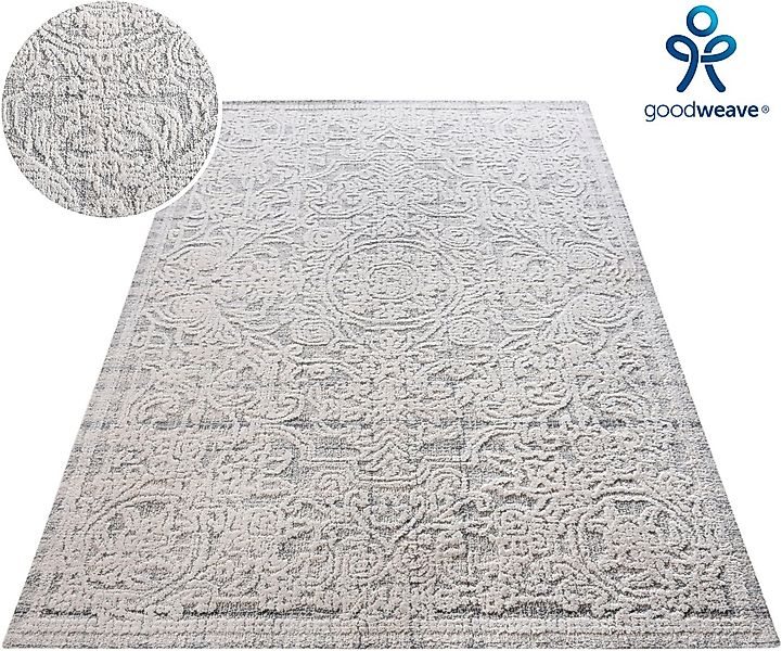 my home Wollteppich Umea, handgefertigt, Wolle, Hoch-Tief-Struktur, rechtec günstig online kaufen