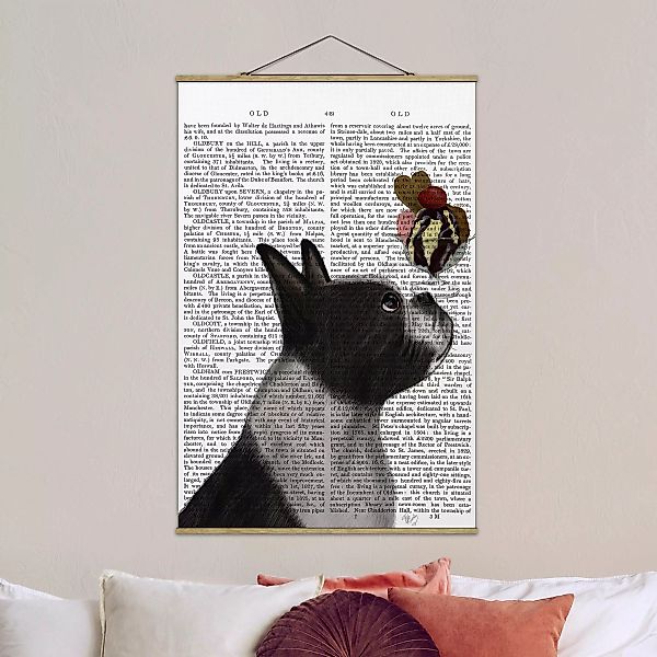 Stoffbild Buchstaben mit Posterleisten - Hochformat Tierlektüre - Terrier m günstig online kaufen