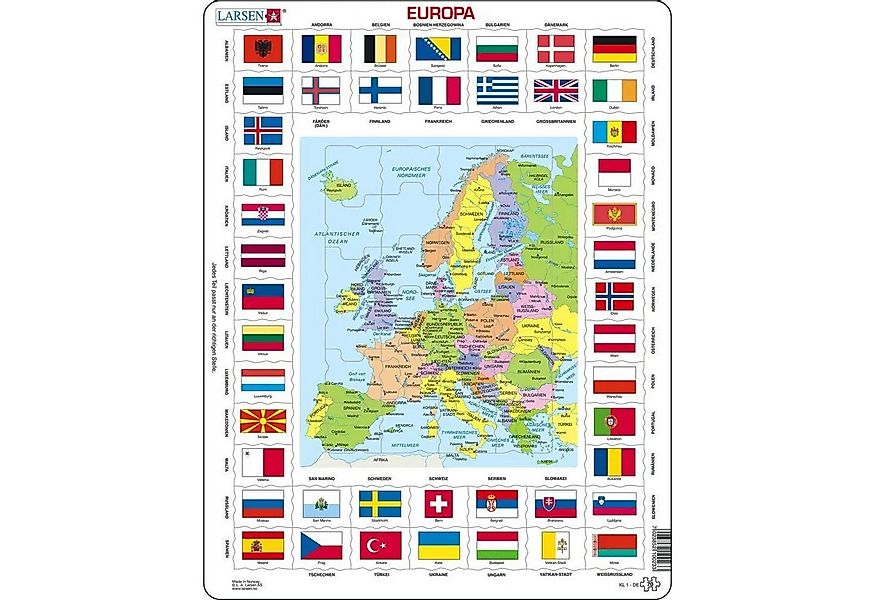 Media Verlag Puzzle Europa Länder + Flaggen (Kinderpuzzle), 99 Puzzleteile günstig online kaufen
