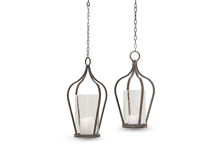 Mirabeau Kerzenlaterne Hängelaterne 2er Set Mikella antikbraun günstig online kaufen