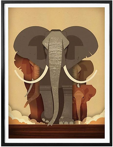 Wall-Art Poster "Elephants", Elefanten, (1 St.), Poster ohne Bilderrahmen günstig online kaufen