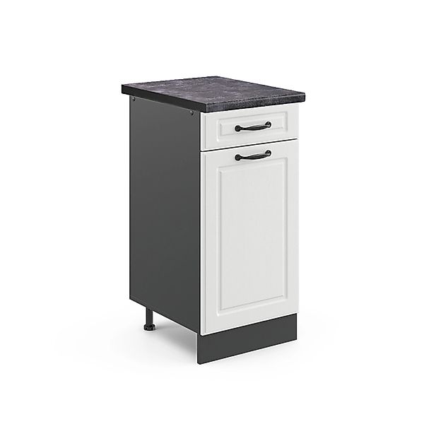 Vicco Küchenunterschrank R-Line Weiß Landhaus/Anthrazit 40 cm AP Anthrazit günstig online kaufen