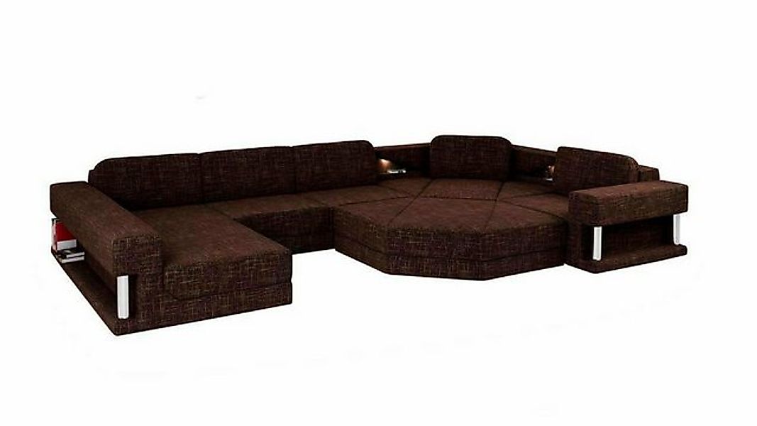 JVmoebel Ecksofa Designer Braune Wohnlandschaft U-Form Sofa Luxus Textil Co günstig online kaufen