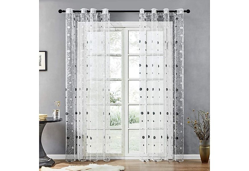 BYSURE Gardine (2 St), Ösen, halbtransparent, mit gestickten Punkten günstig online kaufen