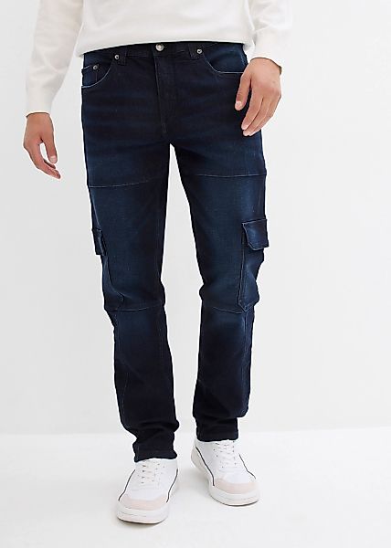 bonprix Cargojeans "Slim Fit Cargo-Stretch-Jeans, Straight" Slim Fit, aus B günstig online kaufen