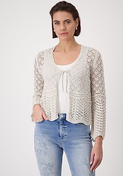 Monari Ajourstrickjacke mit Bändchen als Verschluss günstig online kaufen