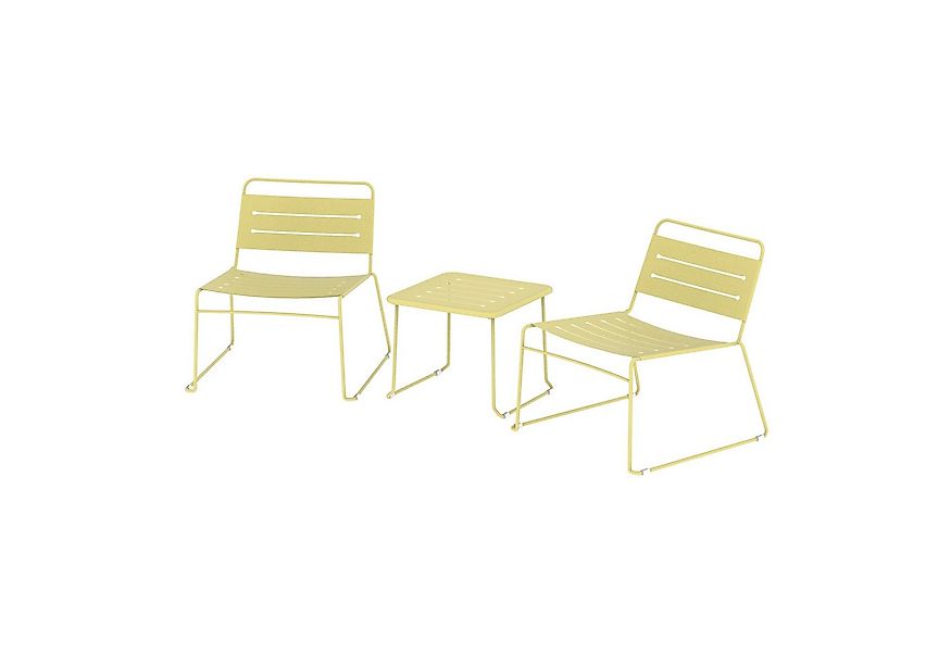 casa.pro Gartenlounge-Set, (3-tlg), »Andria« Stahl 3-tlg. Vanillegelb Outdo günstig online kaufen