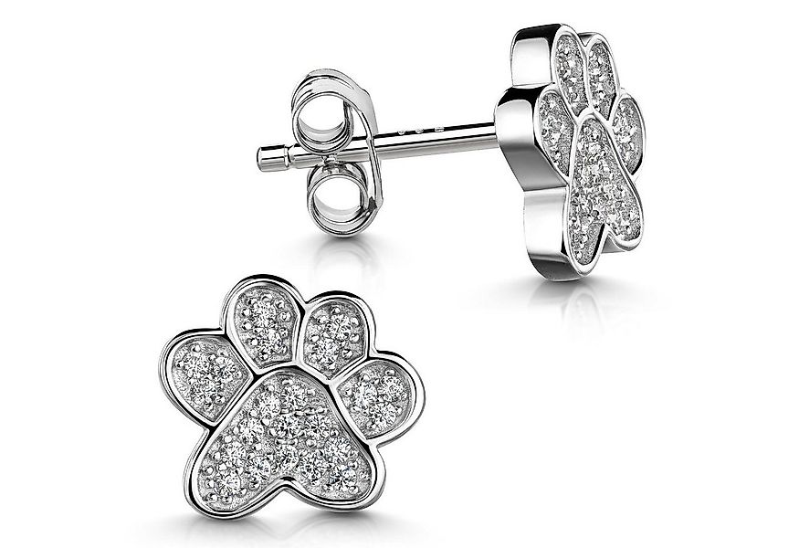 Materia Paar Ohrstecker Damen Silber Pfote Tatze Hund Tier Zirkonia SO-110, günstig online kaufen