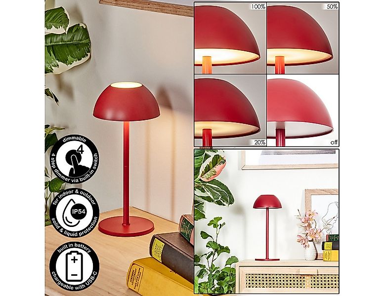 hofstein Tischleuchte Tischlampe aus Metall/Kunststoff in Rot/Weiß, dimmbar günstig online kaufen