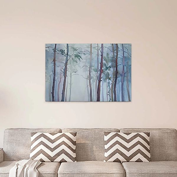 Bricoflor Aquarell Bild Mit Wald Motiv Schlafzimmer Und Wohnzimmer Wandbild günstig online kaufen