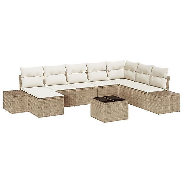 vidaXL Loungesofa 9-teiliges Garten Sofa Set mit Kissen in Braun Poly Ratta günstig online kaufen