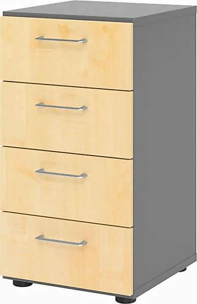 bümö Aktenschrank smart Schubladen Schrank - 4 Schübe Dekor: Graphit/Ahorn günstig online kaufen