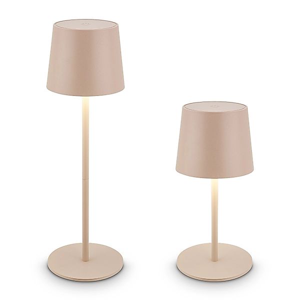 Brilo Akku-LED-Tischleuchte Bota Beige Ø 11 cm günstig online kaufen