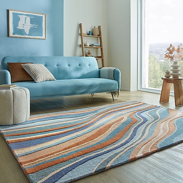 FLAIR RUGS Wollteppich »Abstract Flow«, rechteckig, 10 mm Höhe, Abstract Sw günstig online kaufen
