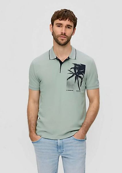 s.Oliver Kurzarmshirt Poloshirt aus Baumwolle mit Frontprint und Kontrast-D günstig online kaufen