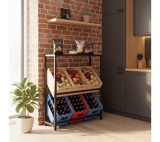 STEELSØN Flaschenregal Macondo mit Ablage, 6 Kisten, Getränkekistenregal au günstig online kaufen