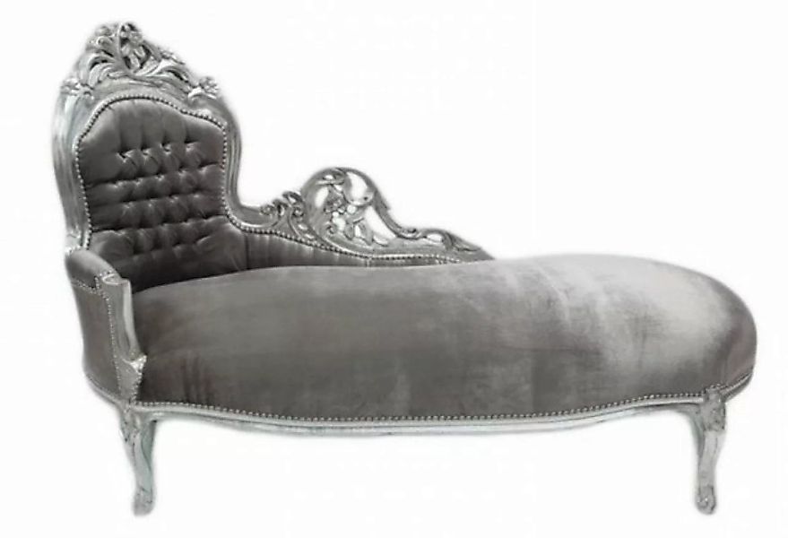 Casa Padrino Chaiselongue Barock Chaiselongue "King" Grau/Silber Mod2 - Rec günstig online kaufen