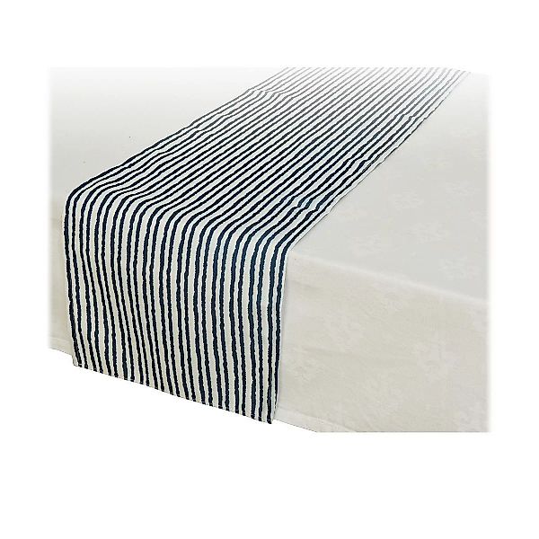 Tischläufer Decoris Marineblau Blau/weiß Textil (32 X 150 Cm) günstig online kaufen