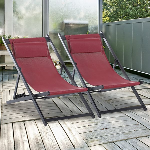 Outsunny Klappstuhl, 2er-Set, Klappsessel, Klappbarer Gartenstuhl, Balkonst günstig online kaufen