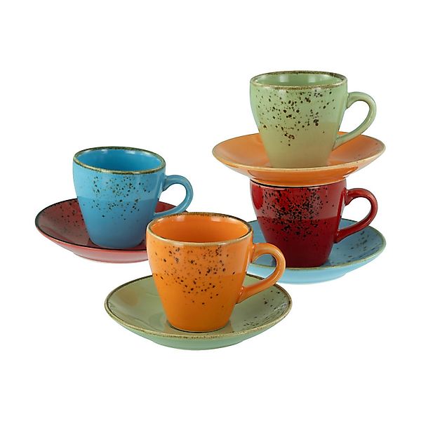 CreaTable Espresso-Set Nature Collection Mediterran bunt Steinzeug günstig online kaufen