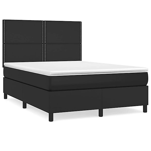 vidaXL Boxspringbett mit Matratze Schwarz 140x190 cm Kunstleder1466158 günstig online kaufen