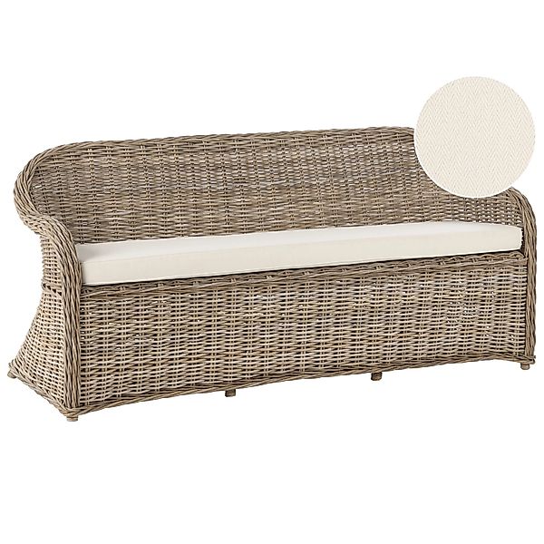 Beliani Gartensofa Naturfarben Weiss 66x189x87 günstig online kaufen