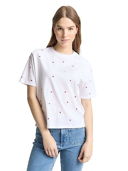 TOM TAILOR Denim T-Shirt mit All-Over Print günstig online kaufen
