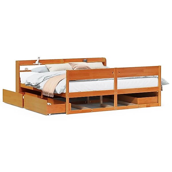 vidaXL Massivholzbett ohne Matratze Wachsbraun 200x200 Kiefernholz 3307112 günstig online kaufen