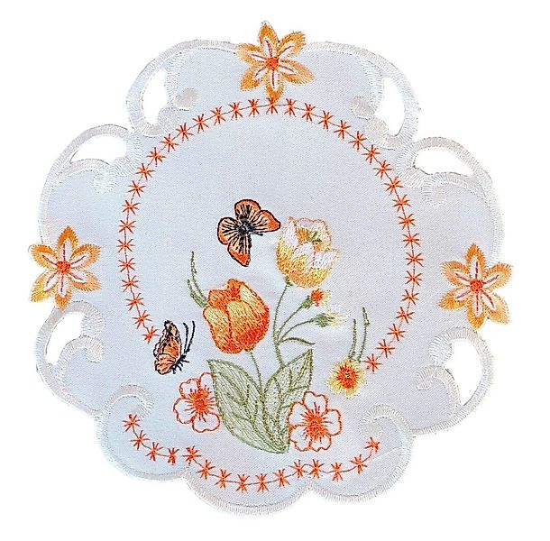 Westernlifestyle Tischdecke Orange Tulpen und Schmetterlinge günstig online kaufen