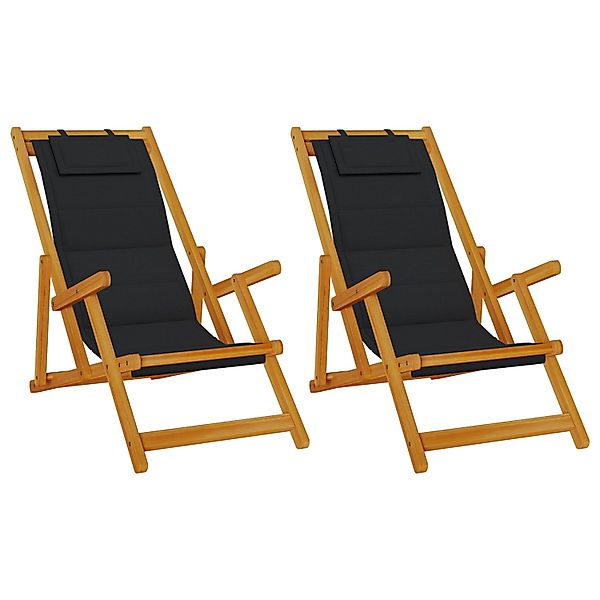 vidaXL Strandstühle 2 Stk Klappbar Schwarz Akazienholz & Textilene 3325140 günstig online kaufen