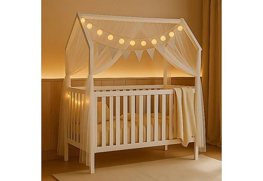 Alavya Home® Komplettbett ELLA 60x120 cm SET mit Deko & Lichterkette aus Ma günstig online kaufen