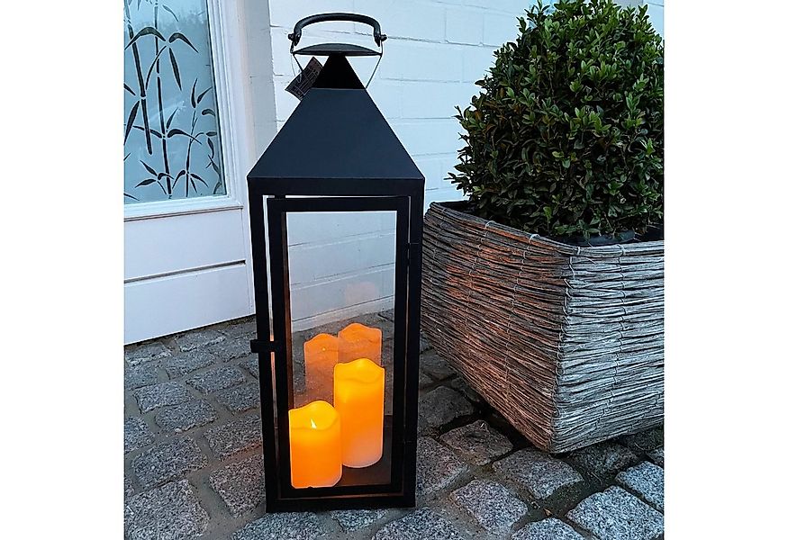 INDA-Exclusiv Laterne Große Garten - Laterne Windlicht Schwarz Glas Metall günstig online kaufen