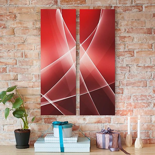 2-teiliges Leinwandbild Abstrakt - Hochformat Red Reflection günstig online kaufen