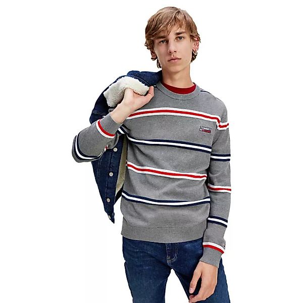 Tommy Jeans Structured Stripe Pullover L Dark Grey Heather / Multi günstig online kaufen