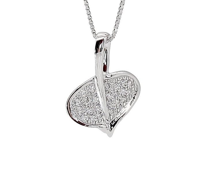 ELLAWIL Silberkette Halskette mit Blattanhänger Kette mit Strasssteine Glüc günstig online kaufen