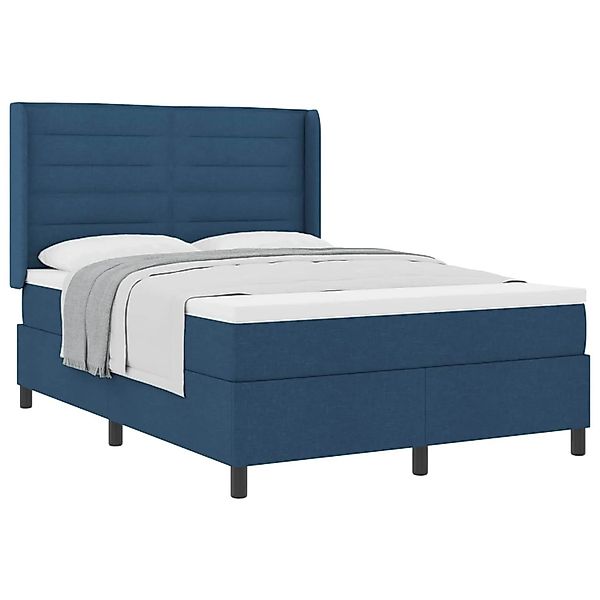 vidaXL Boxspringbett mit Matratze mit Kopfteil Blau 140 x 190 cm Stoff 3341 günstig online kaufen