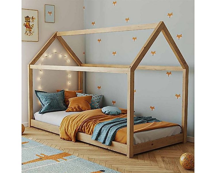 Artkid Hausbett Haley 90x160 cm Hausbett Kinderbett kiefer natur günstig online kaufen