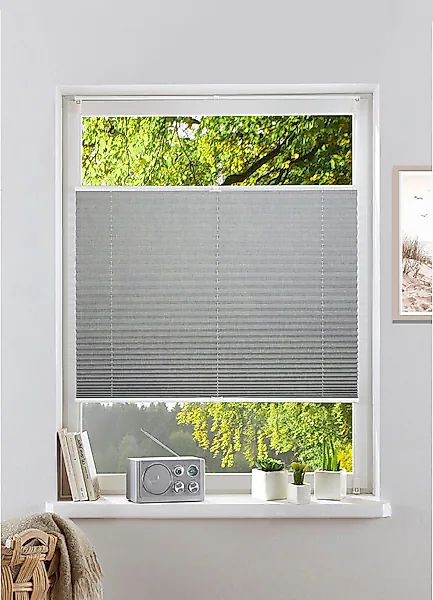 my home Plissee »WILLA« Lichtschutz ohne Bohren verspannt NEUHEIT in Leinen günstig online kaufen
