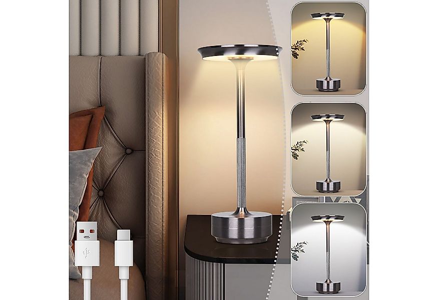 MUPOO LED Tischleuchte Tischlampe Akku Touch Dimmbar mit USB-C,3 Farbtem, P günstig online kaufen