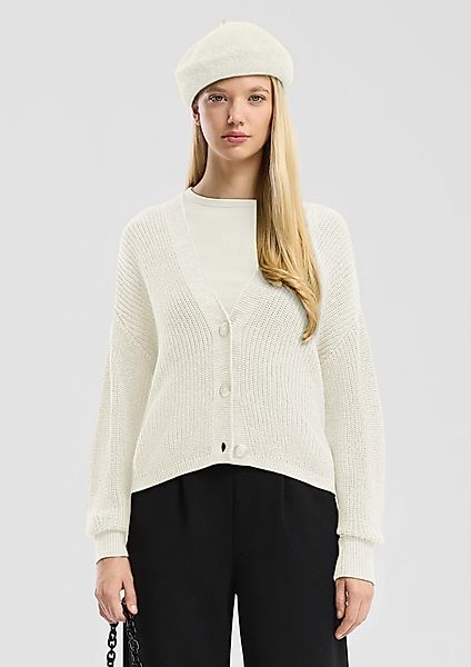QS Funktionsjacke Melierte Strickjacke aus Baumwollmix günstig online kaufen