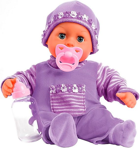 Bayer Babypuppe First Words Baby, 38 cm, lila (3-tlg), mit Schlafaugen und günstig online kaufen