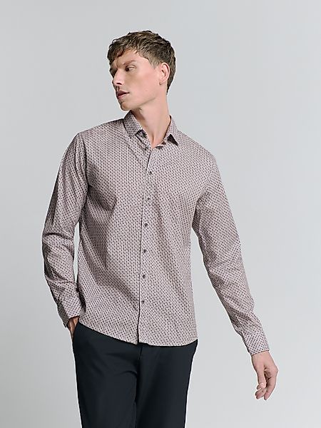 NO EXCESS Langarmhemd "No Excess Stretchhemd mit Print Shirt Stretch Allove günstig online kaufen