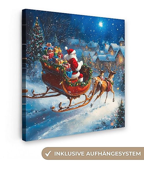 OneMillionCanvasses® Leinwandbild Weihnachtsmann - Rentier - Weihnachten - günstig online kaufen