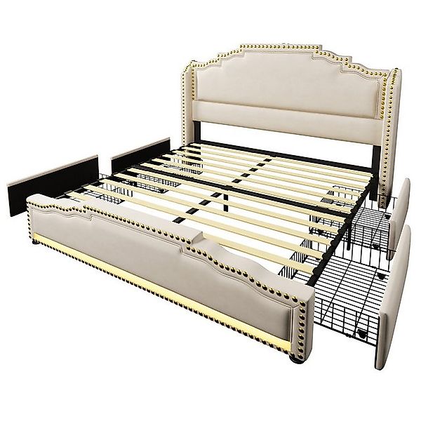 Gotagee Polsterbett Doppelbett 160x200cm Stauraumbett Jugendbett mit LED Sa günstig online kaufen