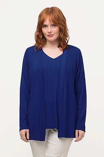 Ulla Popken Kurzjacke Slinkyjacke Rippstruktur Schalkragen günstig online kaufen