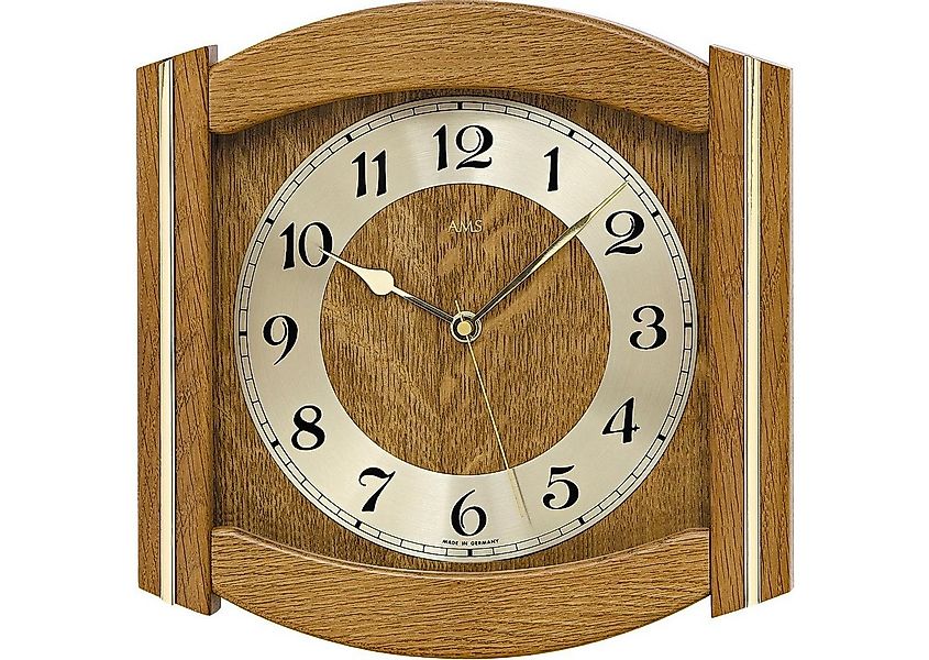 AMS Funkwanduhr F5822/4 (Quarz,Holz,Glas,Eiche,Wohnzimmer,Esszimmer,Küche,M günstig online kaufen