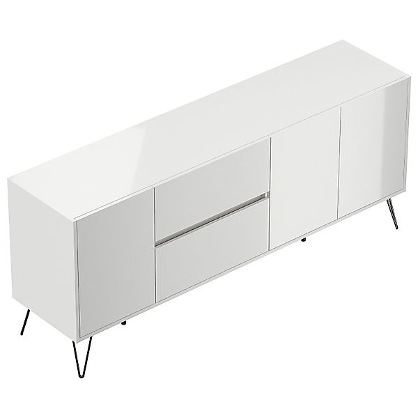 Posseik Sideboard Industrial I 2 Schubladen 3 Türen 180 cm Weiß Hochglanz günstig online kaufen