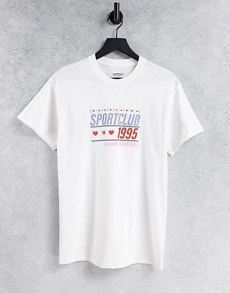 Heartbreak – T-Shirt mit Sportfest-Grafikprint-Weiß günstig online kaufen