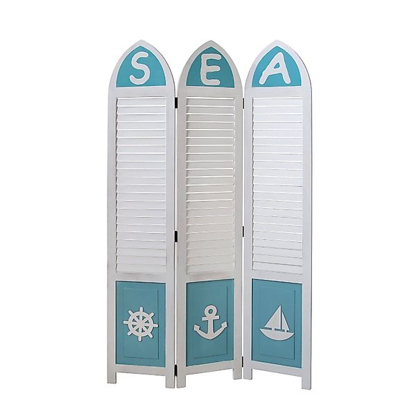 Homestyle4u Paravent Raumteiler Holz Trennwand Marine günstig online kaufen